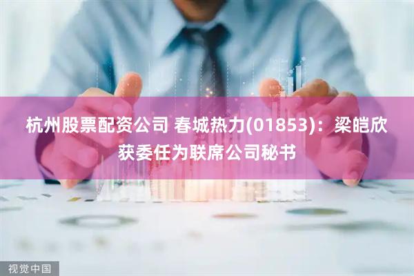 杭州股票配资公司 春城热力(01853)：梁皑欣获委任为联席公司秘书