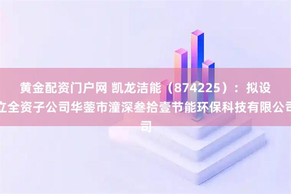黄金配资门户网 凯龙洁能（874225）：拟设立全资子公司华蓥市潼深叁拾壹节能环保科技有限公司